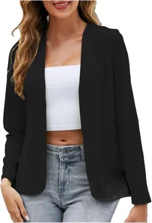 Women's Lightweight Open Front Cardigan Blazer Dressy Casual Long Sleeve Business Trendy Fall Spring Coats Plus Size