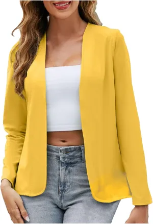 Women's Lightweight Open Front Cardigan Blazer Dressy Casual Long Sleeve Business Trendy Fall Spring Coats Plus Size