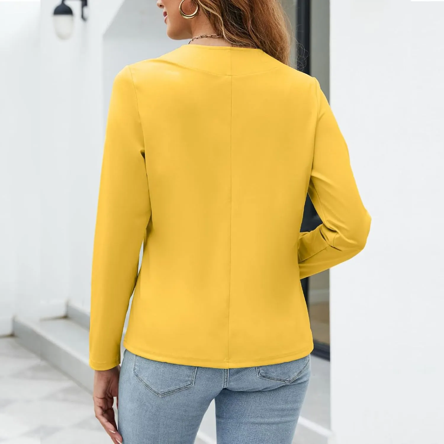 Women's Lightweight Open Front Cardigan Blazer Dressy Casual Long Sleeve Business Trendy Fall Spring Coats Plus Size