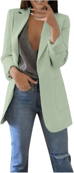 Women's Long Sleeve Casual Blazer Oversized Blazer Coat Open Front Cardigan Jacket Plus Size Blazers Work Dress Jacket