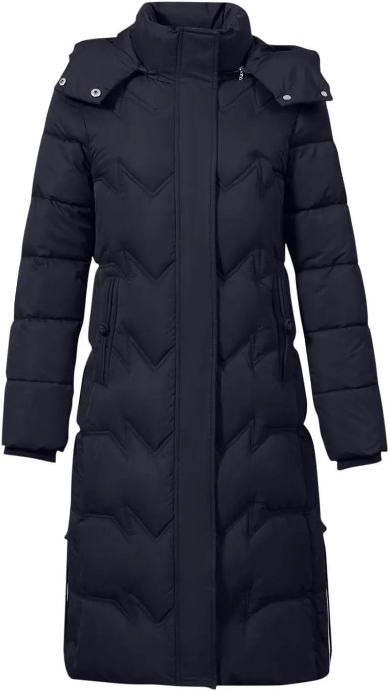 Women's Long Warm Winter Puffer Jackets Plus Size Padded Trench Coats Full Length Thicken Quilted Overcoats With Hood