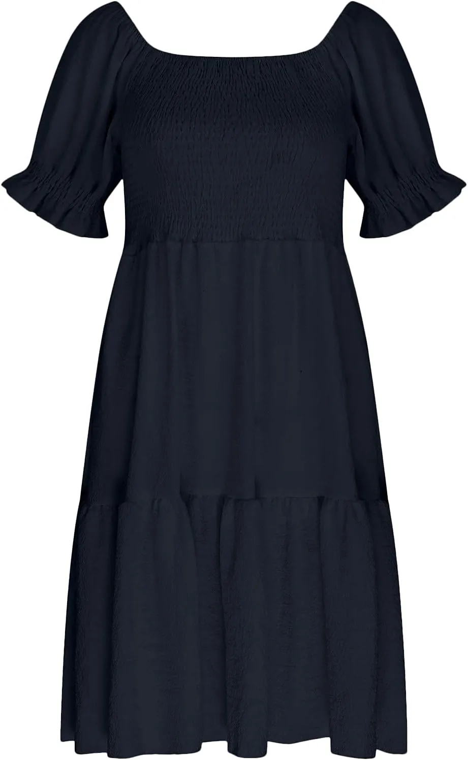 Womens Off Shoulder Midi Dress Summer Ribbed Tube Dresses Short Sleeve High Waist Dress Trendy Sexy Solid Clothing
