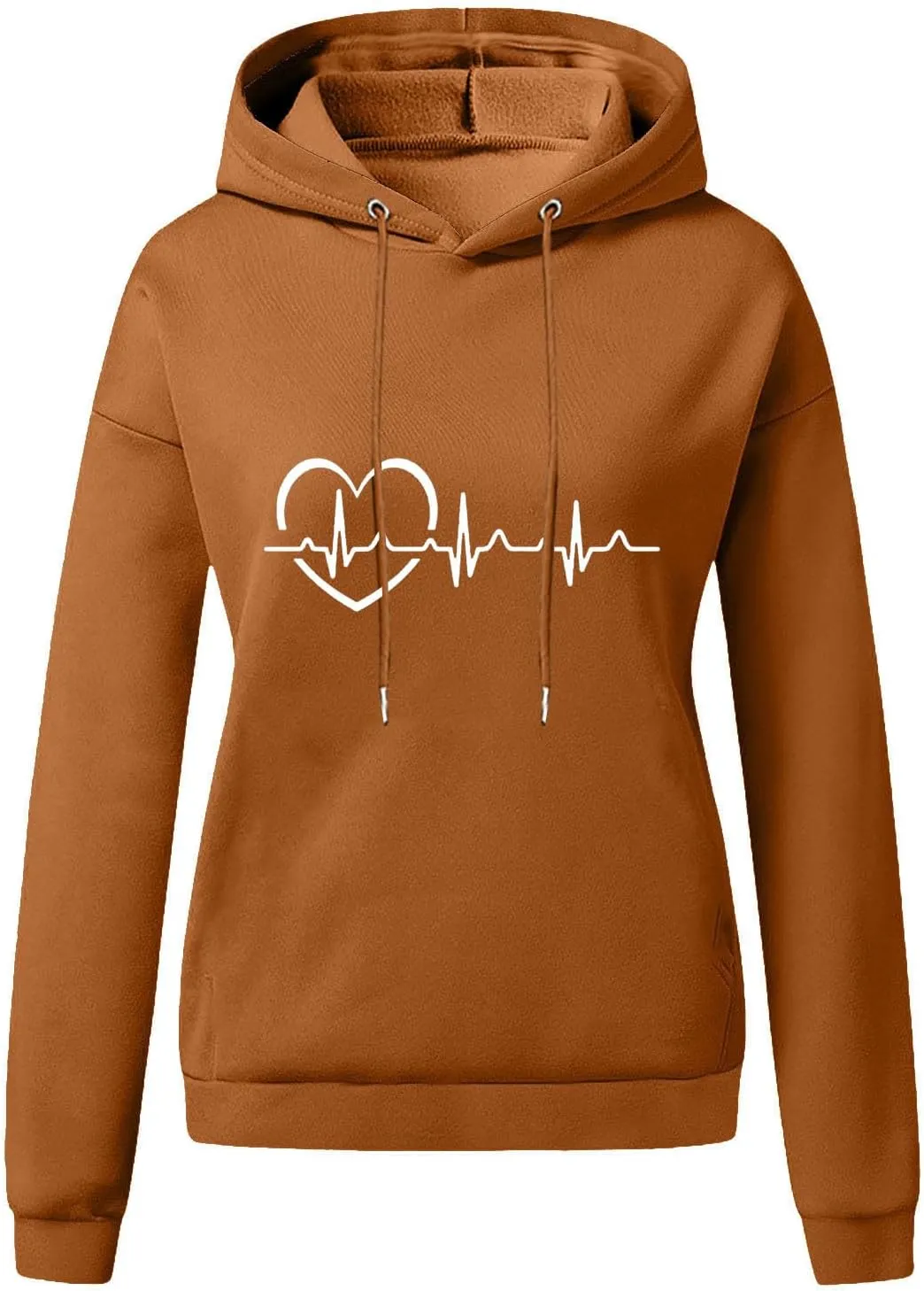 Women's Oversized Hoodies Fall Casual Long Sleeve Drawstring Blouse Tee Trendy Heart Print Solid Outdoor Comfy Pullover Tops