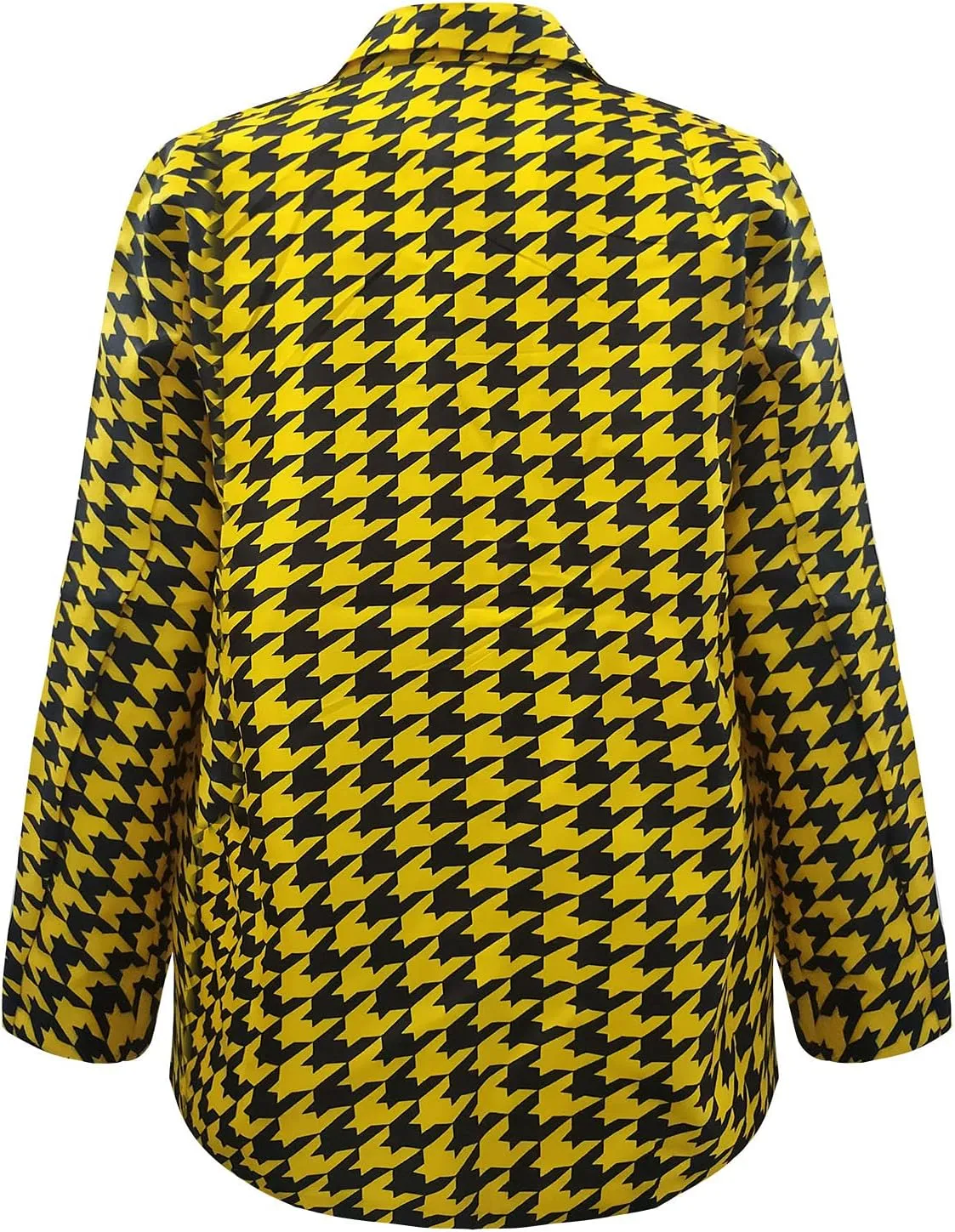 Women's Plaid Notched Lapel One Button Houndstooth Blazer Jacket Business Casual Jackets Long Sleeve Slim Fit Blazers