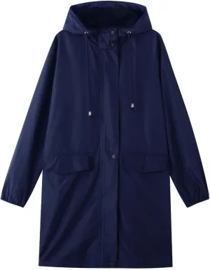 Women's Raincoats Waterproof Lightweight Raincoat with Hood Outdoor Windbreaker Rain Jacket Adjustable Waist