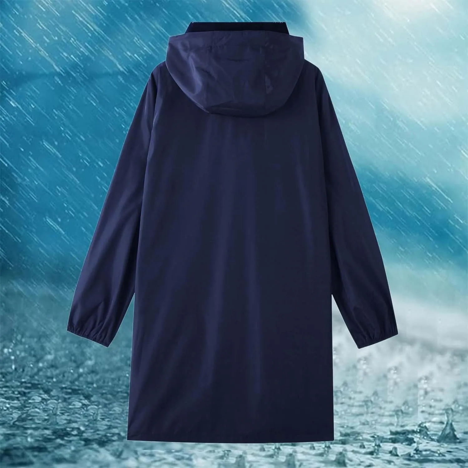 Women's Raincoats Waterproof Lightweight Raincoat with Hood Outdoor Windbreaker Rain Jacket Adjustable Waist