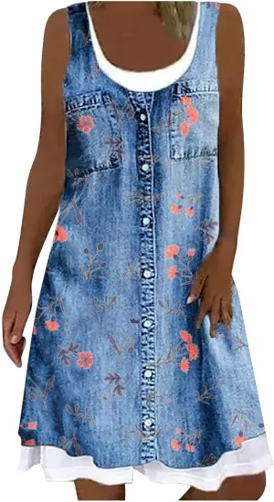 Womens Summer Casual V Neck Sleeveless Mini Dress 2024 Tie Shoulder Tiered Ruffle Swing A Line Short Sundress
