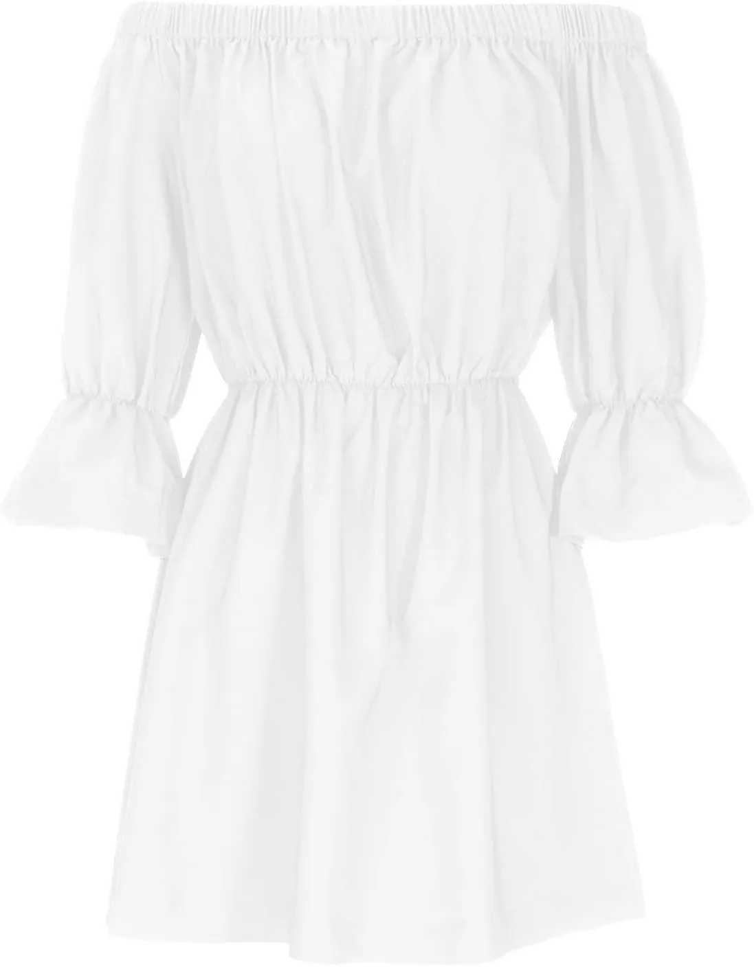 Womens Summer Dresses Sexy Off Shoulder Ruffle Dress Long Sleeve Elastic Waist A-Line Casual Swing Mini Dresses