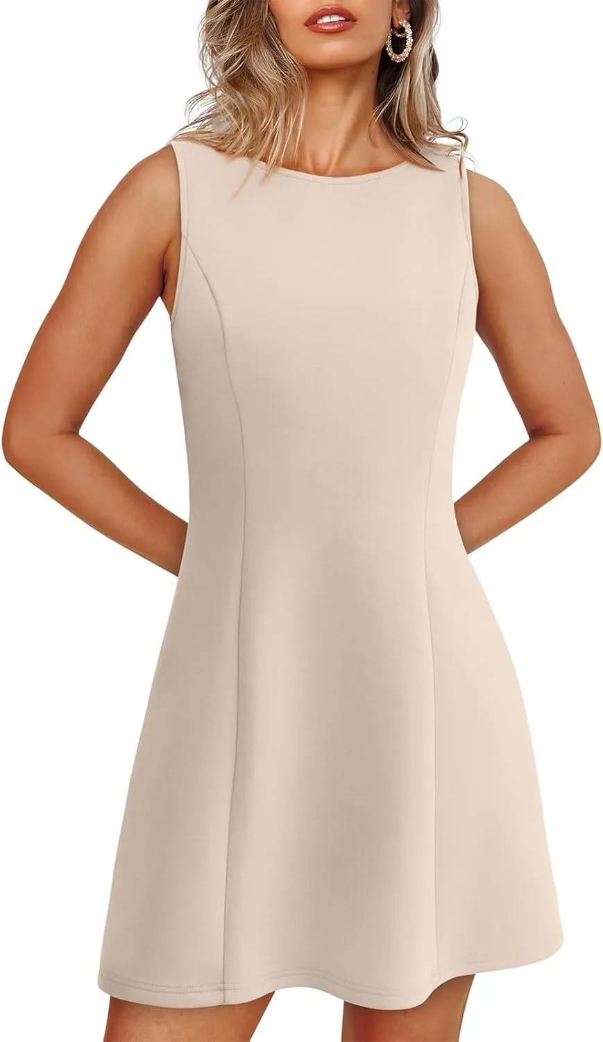 Women's Summer Sexy Dresses Sleeveless Boat Neck Tennis Dress A-line Bodycon Party Club Mini Dresses