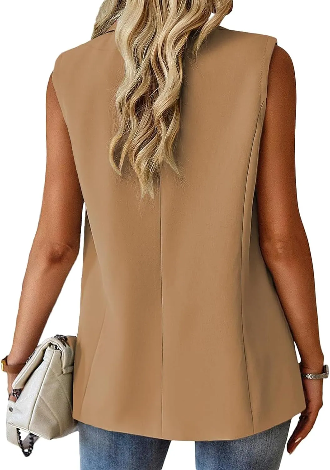 Women's Summer Suit Vest Tops Business Casual Sleeveless Blazer Fashion Casual Work Office Blazers Outerwear Waistcoat