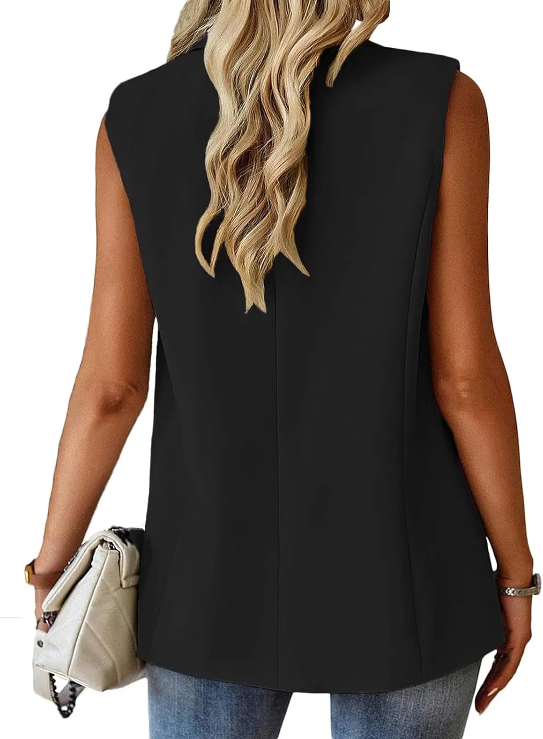Women's Summer Suit Vest Tops Business Casual Sleeveless Blazer Fashion Casual Work Office Blazers Outerwear Waistcoat