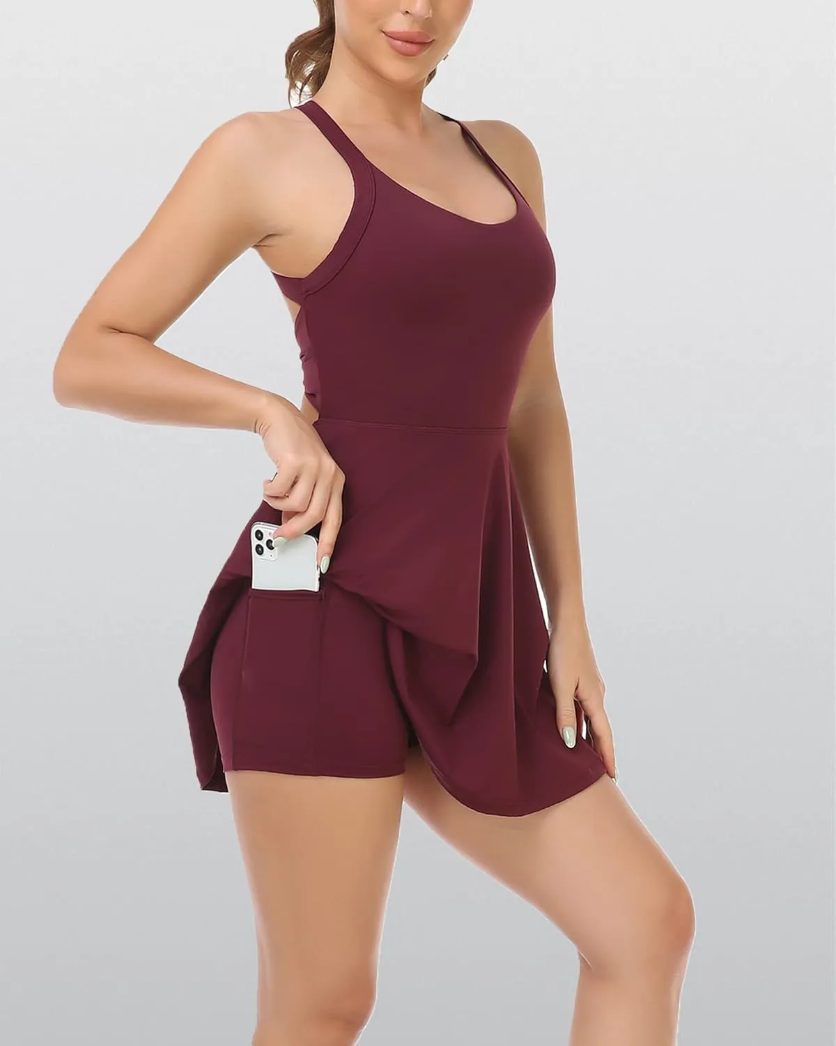 Womens Tennis Dress with Built in Shorts and Bra Workout Dress Golf Athletic Dress for Women
