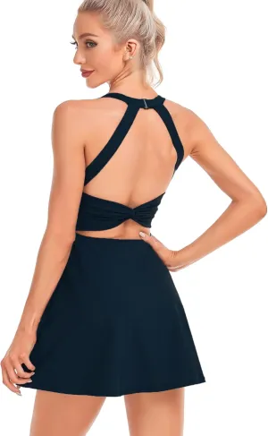 Womens Tennis Dress with Built in Shorts and Bra Workout Dress Golf Athletic Dress for Women