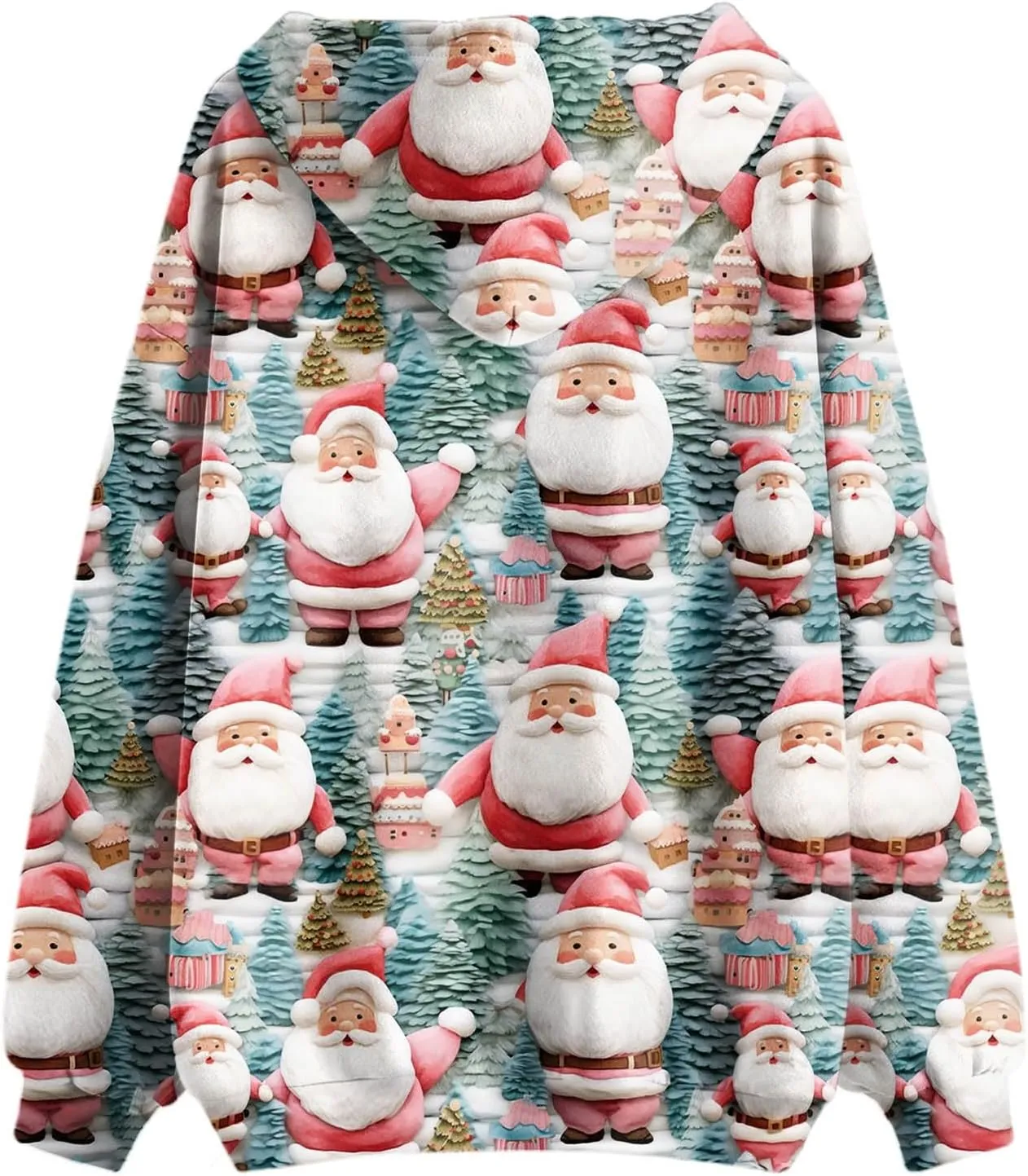 Women's Zip Up Hoodies Oversized Novelty Print Long Sleeve Crewneck Jacket Xmas Pullover with Pockets