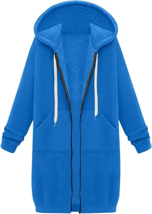 Women's Zip Up Long Hoodies Long Sleeve Drawstring Hooded Sweatshirts 2025 Fall Oversized Fleece Jackets with Pockets