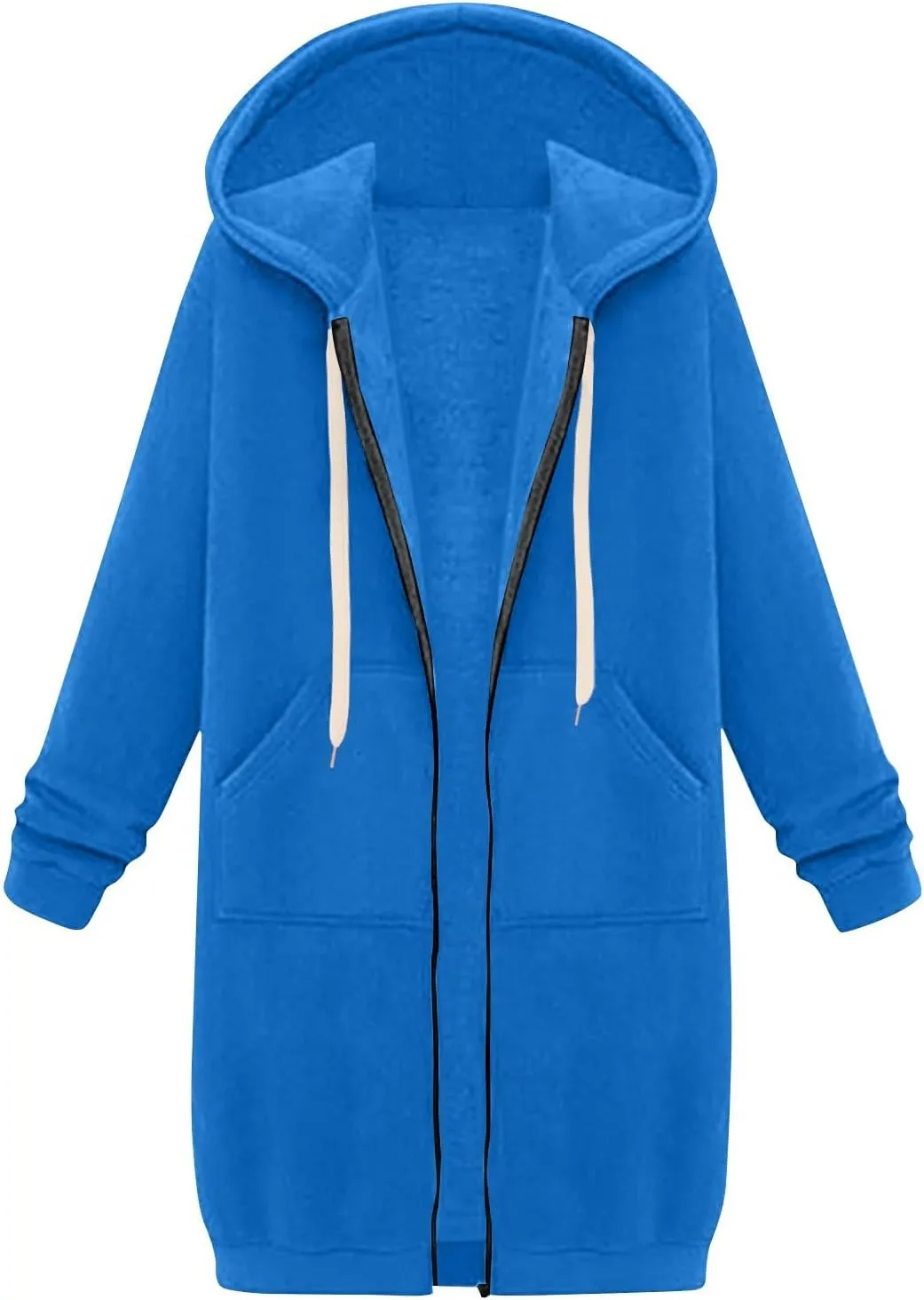 Women's Zip Up Long Hoodies Long Sleeve Drawstring Hooded Sweatshirts 2025 Fall Oversized Fleece Jackets with Pockets