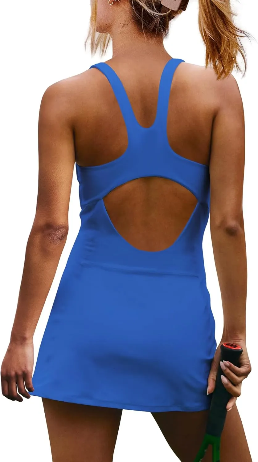 Yanekop Womens Tennis Dress with Built in Shorts Golf Dress Athletic Outfits Active Dresses Workout Dress Yoga
