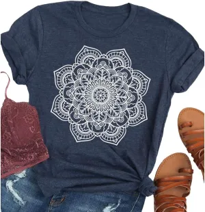 YourTops Mandala T Shirt Bohemian Women T Shirt