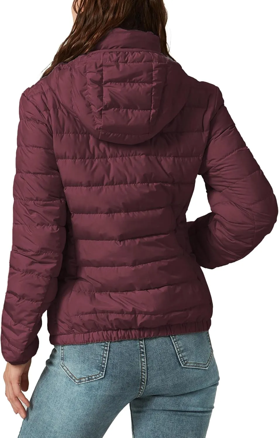 YZG Down Jacket for Women Lightweight Long Sleeve Quilted Puffer Coat with Detachable Hooded