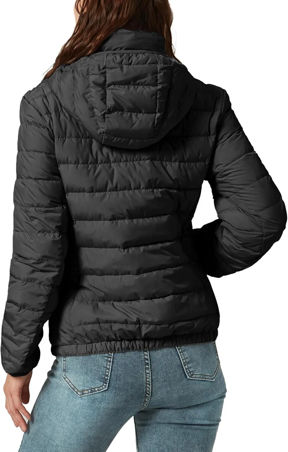 YZG Down Jacket for Women Lightweight Long Sleeve Quilted Puffer Coat with Detachable Hooded