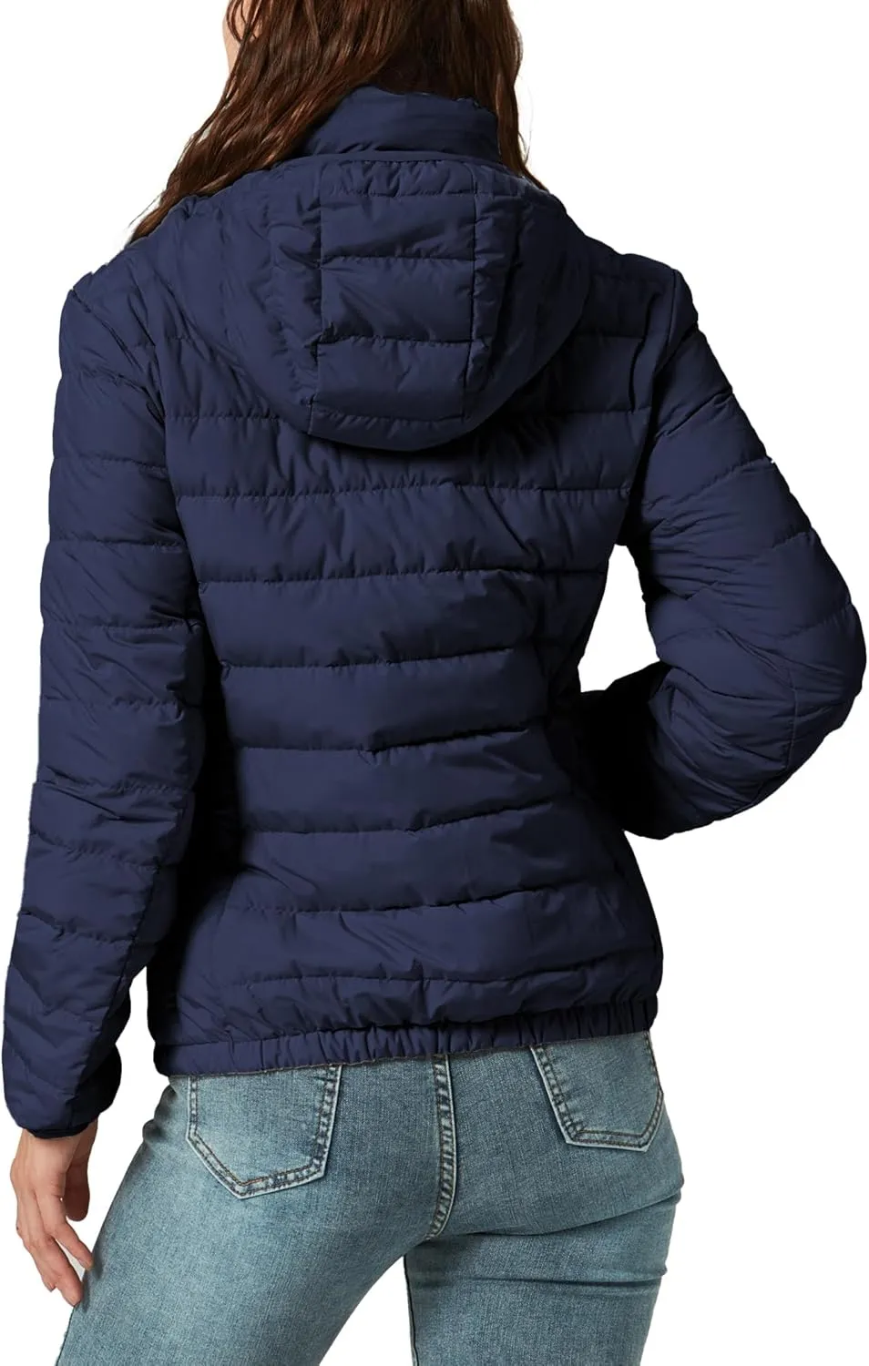 YZG Down Jacket for Women Lightweight Long Sleeve Quilted Puffer Coat with Detachable Hooded