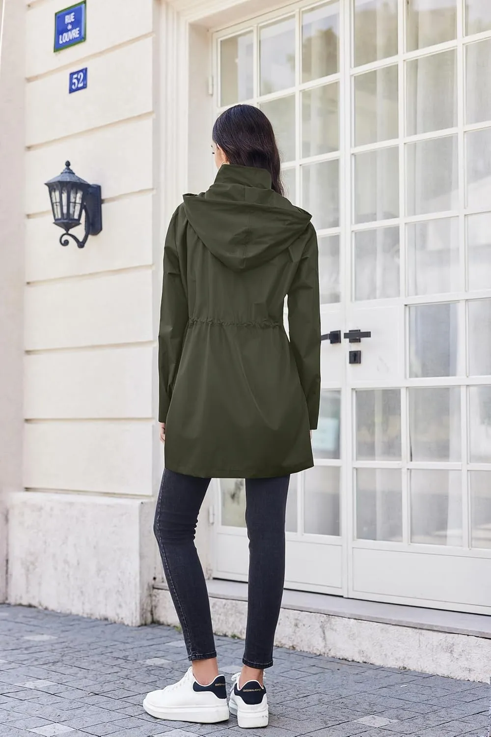 Zeagoo Raincoat Women Waterproof Long Hooded Rain Jacket Trench Coats Windbreaker Travel Jacket