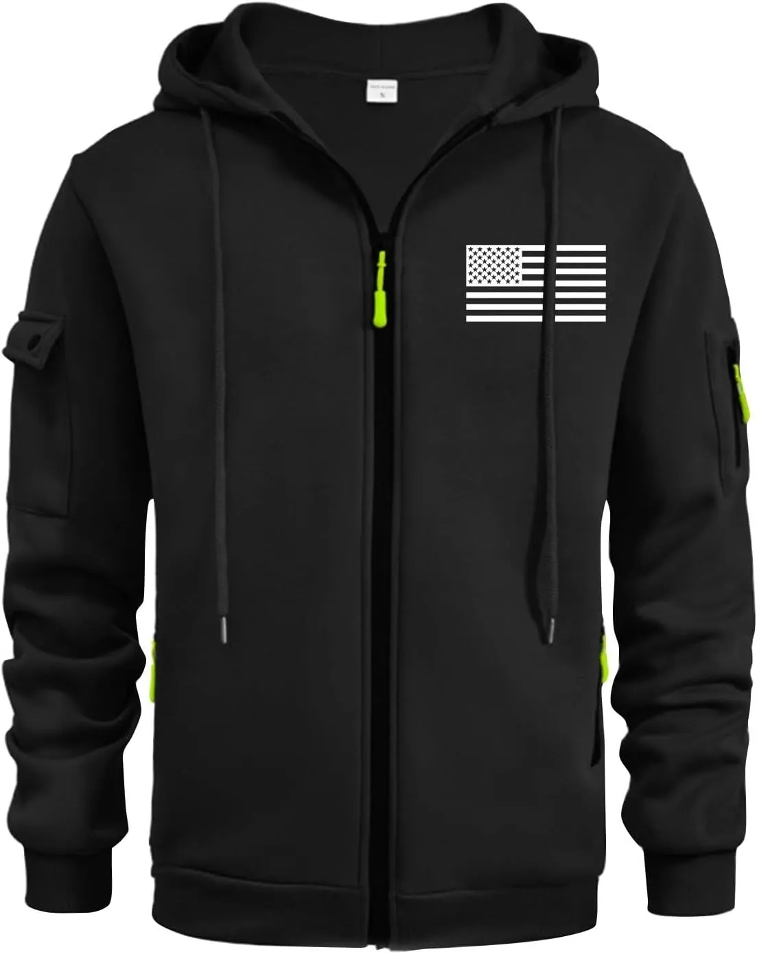 ZEFOTIM Mens Zip Up Hoodies American Flag Hoodie Fashion Funny Travel Long Sleeve Drawstring Sweatshirt with Pocket