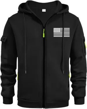 ZEFOTIM Mens Zip Up Hoodies American Flag Hoodie Fashion Funny Travel Long Sleeve Drawstring Sweatshirt with Pocket