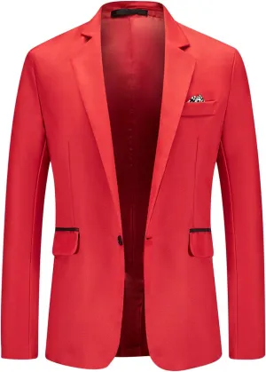 Zeiyignr Suit Jacket for Mens One Button Blazer Notched Lapel Casual Business Coat Tops Prom Party Wedding Dinner Tuxedo
