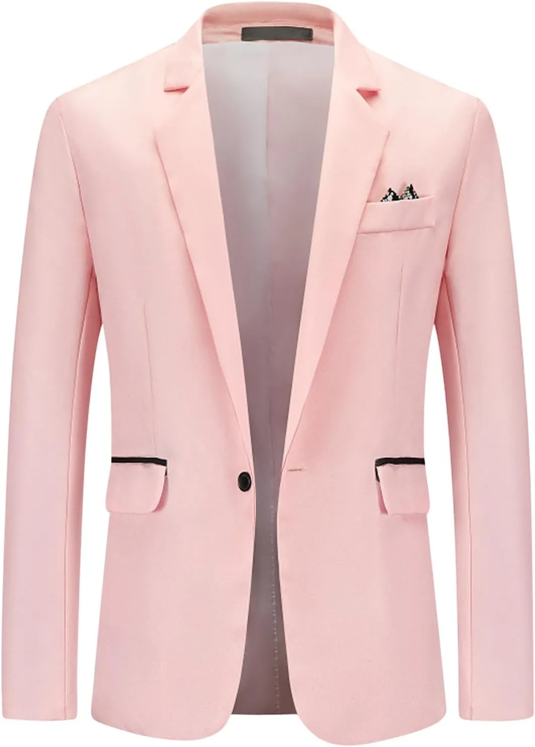 Zeiyignr Suit Jacket for Mens One Button Blazer Notched Lapel Casual Business Coat Tops Prom Party Wedding Dinner Tuxedo