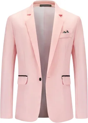 Zeiyignr Suit Jacket for Mens One Button Blazer Notched Lapel Casual Business Coat Tops Prom Party Wedding Dinner Tuxedo
