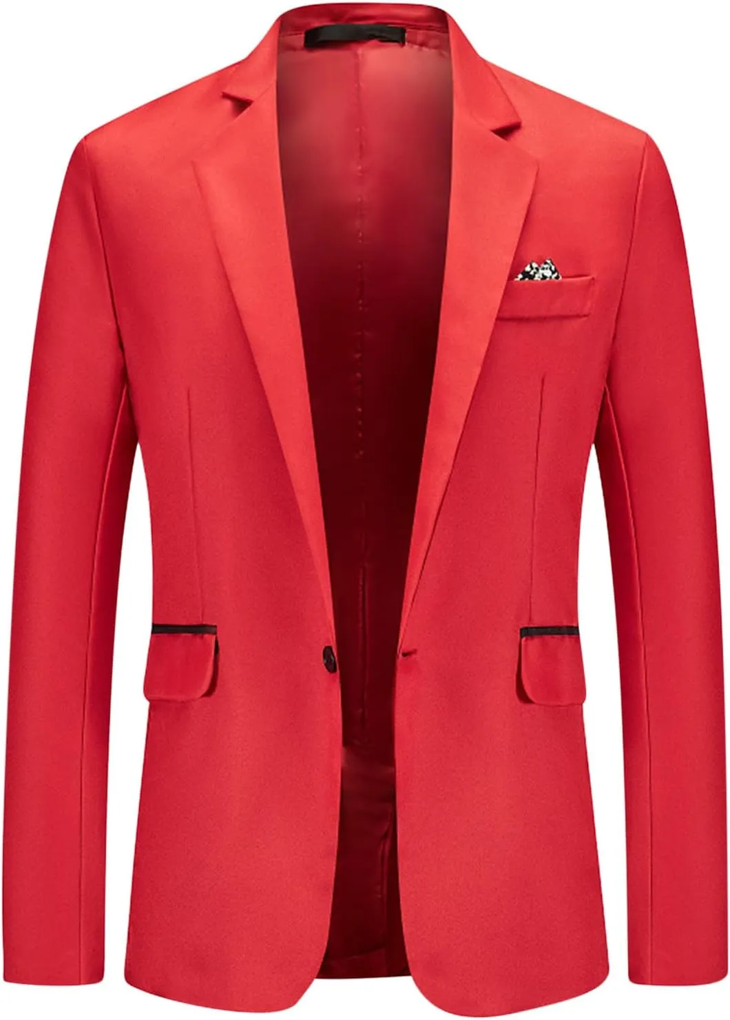 Zeiyignr Suit Jacket for Mens One Button Blazer Notched Lapel Casual Business Coat Tops Prom Party Wedding Dinner Tuxedo