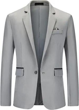 Zeiyignr Suit Jacket for Mens One Button Blazer Notched Lapel Casual Business Coat Tops Prom Party Wedding Dinner Tuxedo