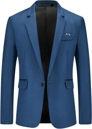 Zeiyignr Suit Jacket for Mens One Button Blazer Notched Lapel Casual Business Coat Tops Prom Party Wedding Dinner Tuxedo