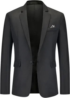 Zeiyignr Suit Jacket for Mens One Button Blazer Notched Lapel Casual Business Coat Tops Prom Party Wedding Dinner Tuxedo