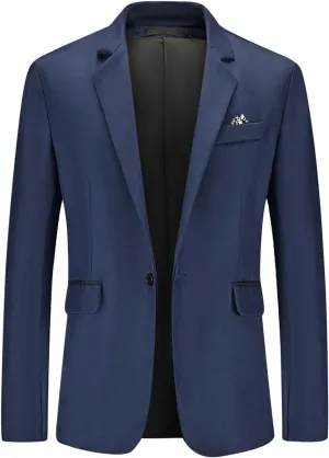 Zeiyignr Suit Jacket for Mens One Button Blazer Notched Lapel Casual Business Coat Tops Prom Party Wedding Dinner Tuxedo