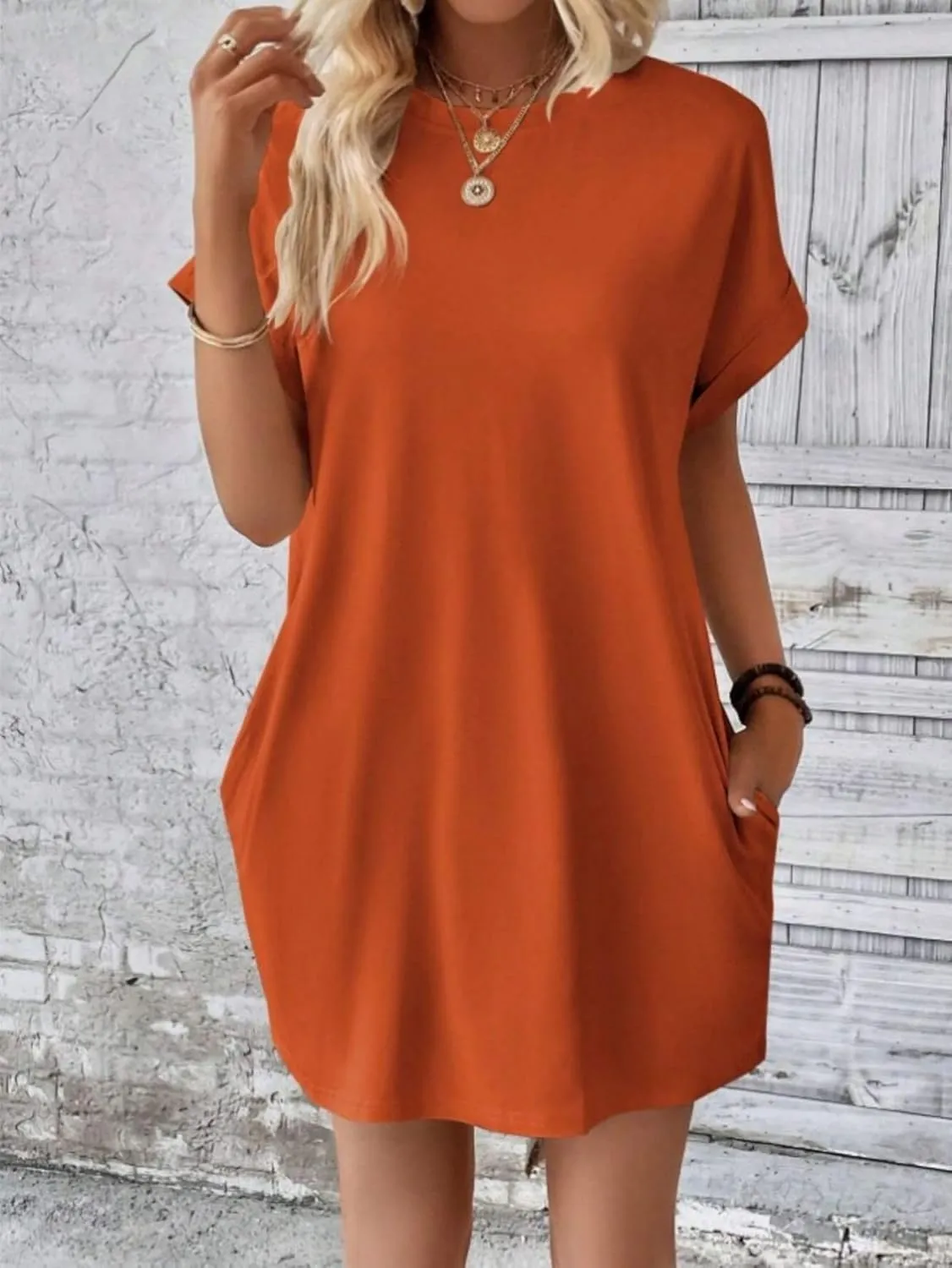 ZWRXW T Shirt Dresses for Women 2024 Summer Short Sleeve Tunic Dress Casual Flowy Swing Dress Baggy House Dress with Pockets