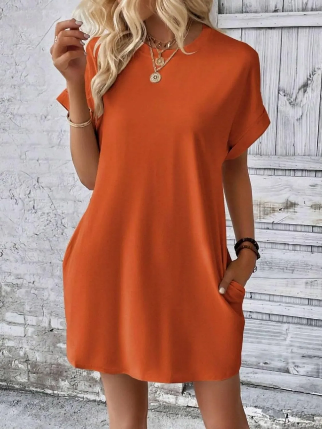ZWRXW T Shirt Dresses for Women 2024 Summer Short Sleeve Tunic Dress Casual Flowy Swing Dress Baggy House Dress with Pockets
