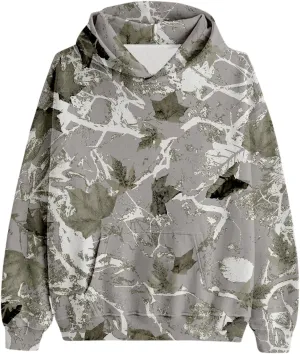 ZWRXW Womens Maple Leaf Print Camo Hoodies Oversized Long Sleeve Hooded Sweatshirt Fall Fashion Pullover Tops with Pocket